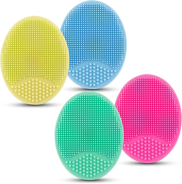 4 Pcs Silicone Facial Cleansing Brush, Face Scrubber Face Massager Brush for Pore Blackhead Removing Exfoliating-Unique Makeup Tool for Girl Sister Best Friend Women