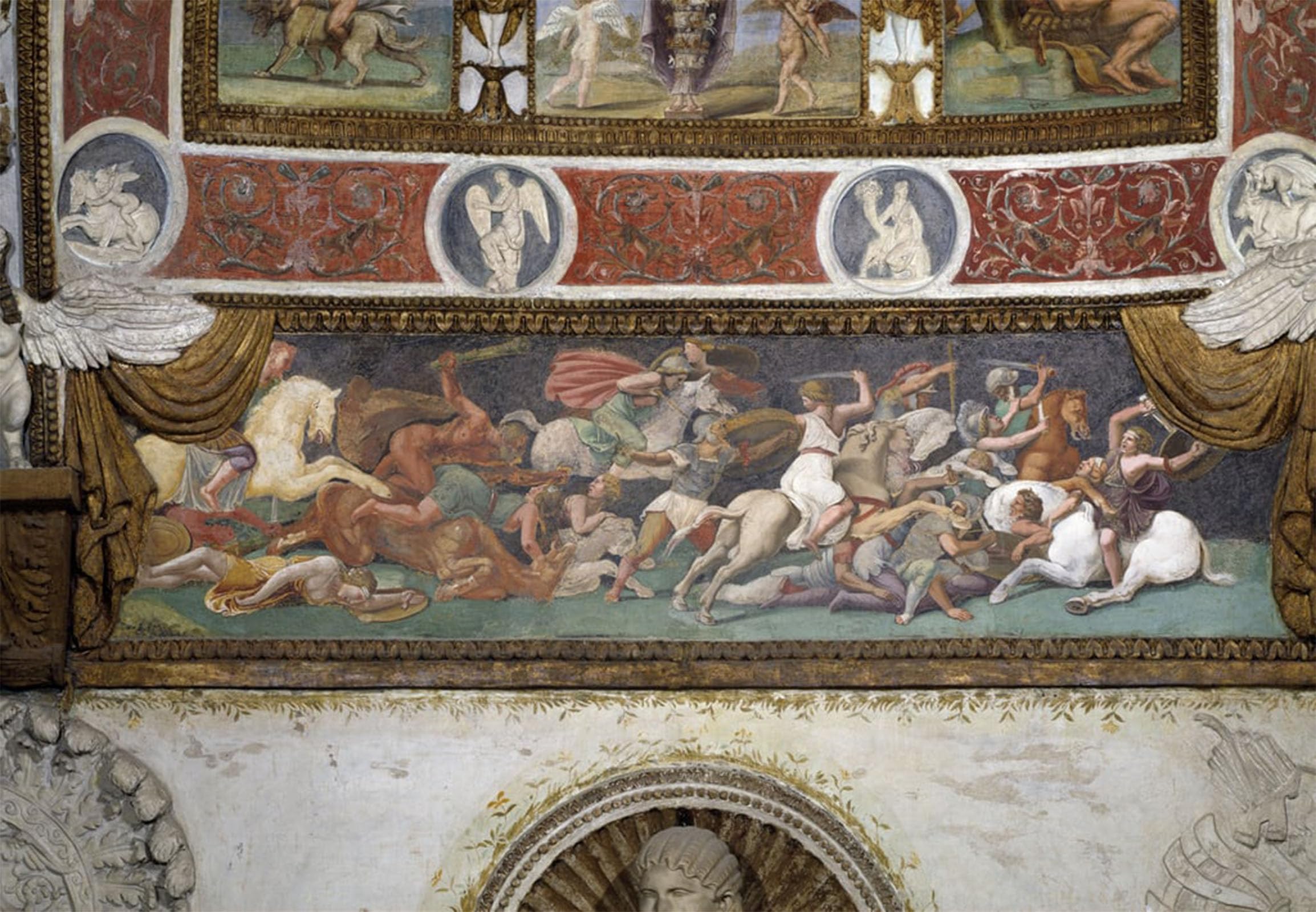 POSTERIIk Famous Modern Artwork Art Mural Camera Delle Aquile Detail of the Frieze Depicting by Giulio Romano Oil Paintings Pictures for Home Decor 60x90cm