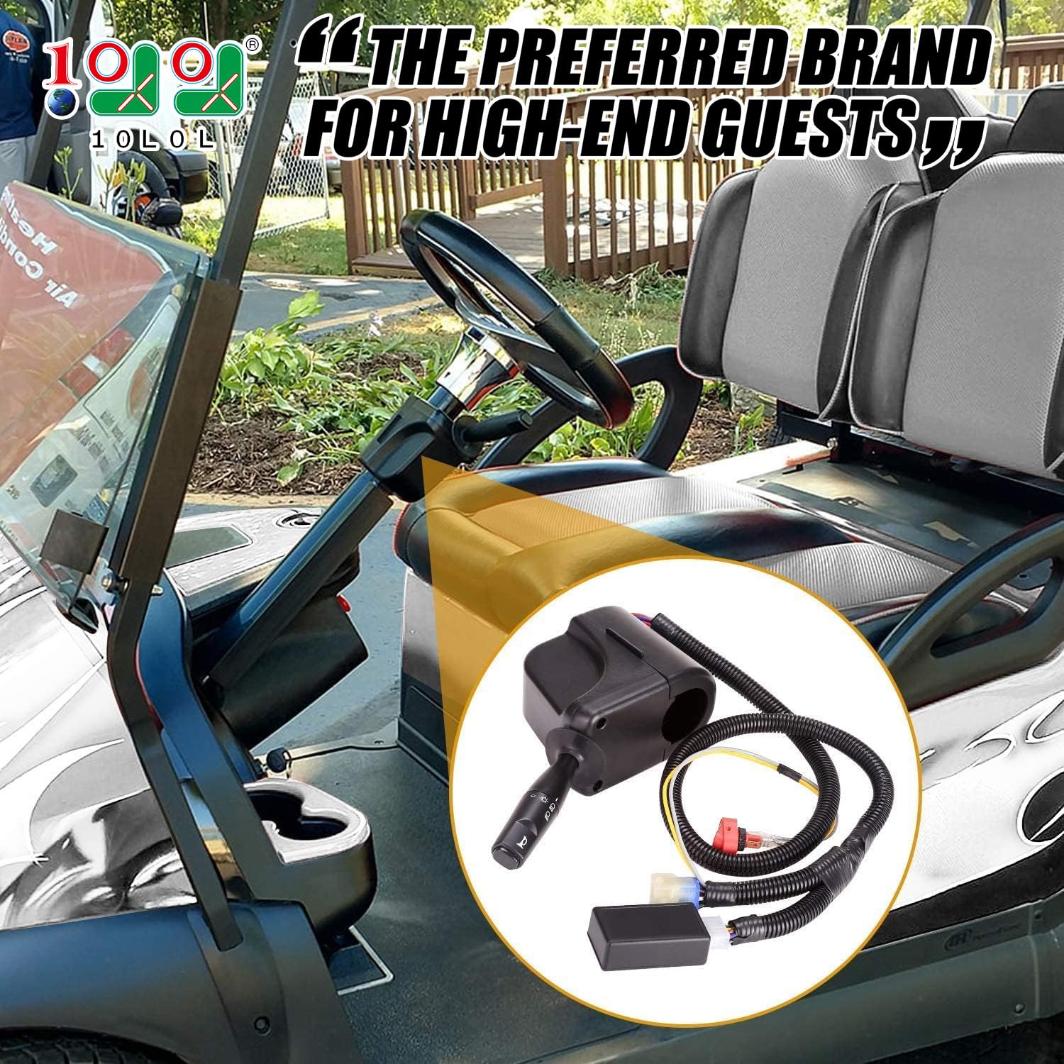 9.99WORLD MALL Golf Cart Turn Signal Kit with Horn Brake Hazard Light Switch ?Universal Deluxe Light 9-Pin Plug Upgrade Wiring Harness Kit (12 Volts)