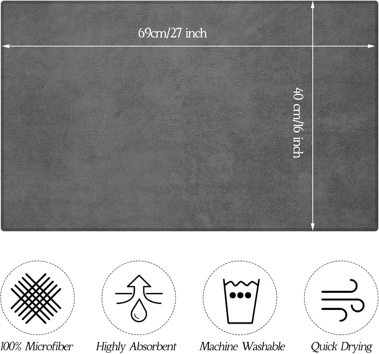 Shimeyao 36 Pack 36 Pack Salon Hand Towels Bulk 16 x 27 Inches Bleach Proof Towels Absorbent Microfiber Hand Towel Quick Drying Hair Towel for Salon Gym Bath Spa Home (Gray)