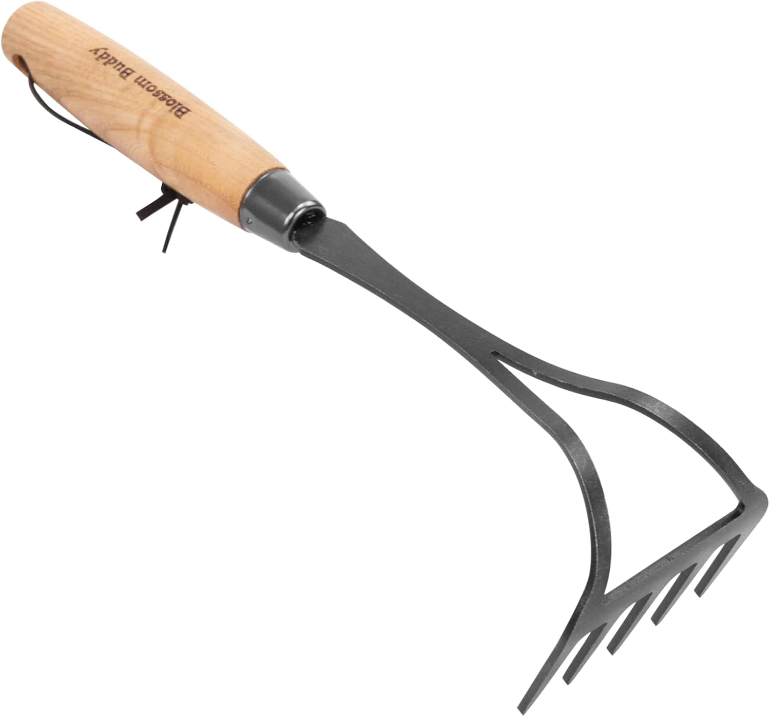 Rastrillo de mano de acero inoxidable con mango de madera miniatura 7