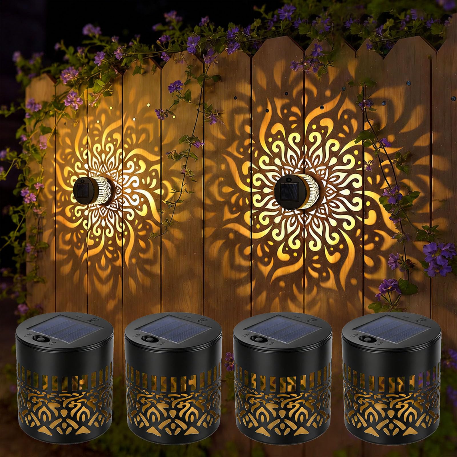 NGOKPYD Solar Mandala Wall Lights 4 Pack (Warm Light) — image 1