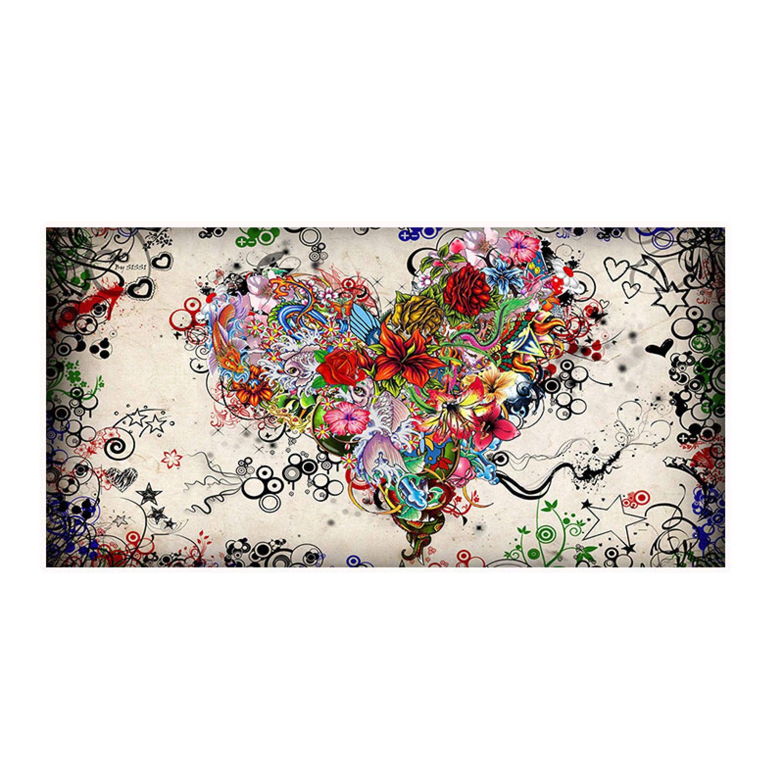 Red Love Heart Flower Pintura al óleo sobre lienzo Arte de pared Carteles escandinavos e impresiones Cuadro de arte de pared moderno 60x120cm Marco