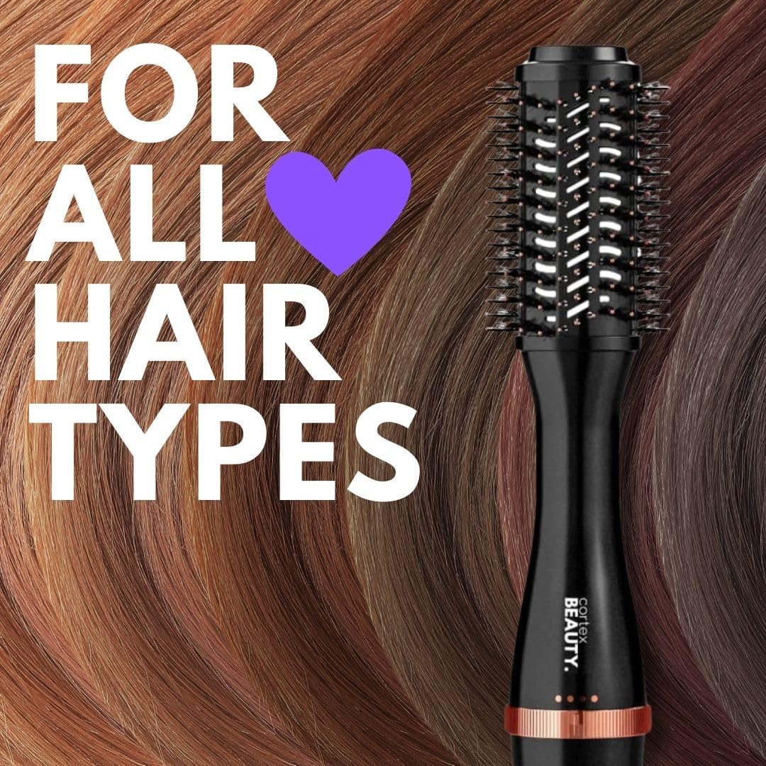 Cortex Beauty Infrared Infrared Volumizing Blowout Brush - blow dryer brush, round brush for blow drying, tools blow dryer brush, blow dryer with comb for women, for all hair types, 2'' (BlackGold)