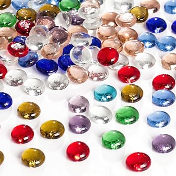 DomeStar 1 LB Decorative Flat Marbles, Mixed Colors Glass Pebbles Beads | Aquarium Pebbles Fish Tank Rocks, Vase Fillers Beads, DIY Crafts Table Scatter Decor