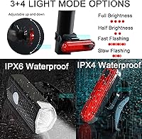 Vista 6 de Juego de luces recargables ultra brillantes para bicicleta, faros delanteros y traseros traseros para ciclismo, luz de advertencia, impermeable, luz