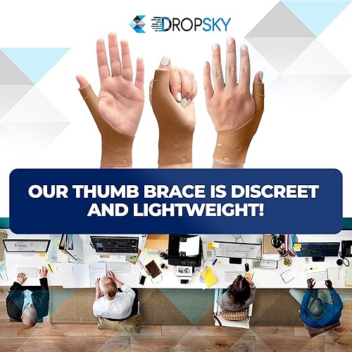 Miniatura 8 de Dropsky Thumb Brace - Paquete de 4 férula impermeable para el pulgar con almohadilla de gel para túnel carpiano, artritis y alivio de dedos en