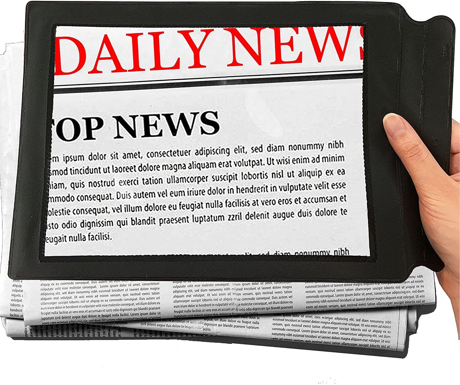 A4 Paper Size Magnifying Glass, PVC Plastic Full Page Reading Magnifier, Portable HD Old Man Reading Aid Lens Folding Large Sheets Magnifier Loupe