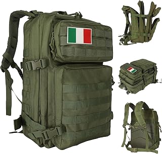 Zaino Militare Tattico 45L, Impermeabile Zaino Grande Zaino Viaggio Molle Zaino di Assalto Zaino Scuola Uomo Donna per All'aperto Trekking, Pesca, Palestra,Campeggio, Montagna