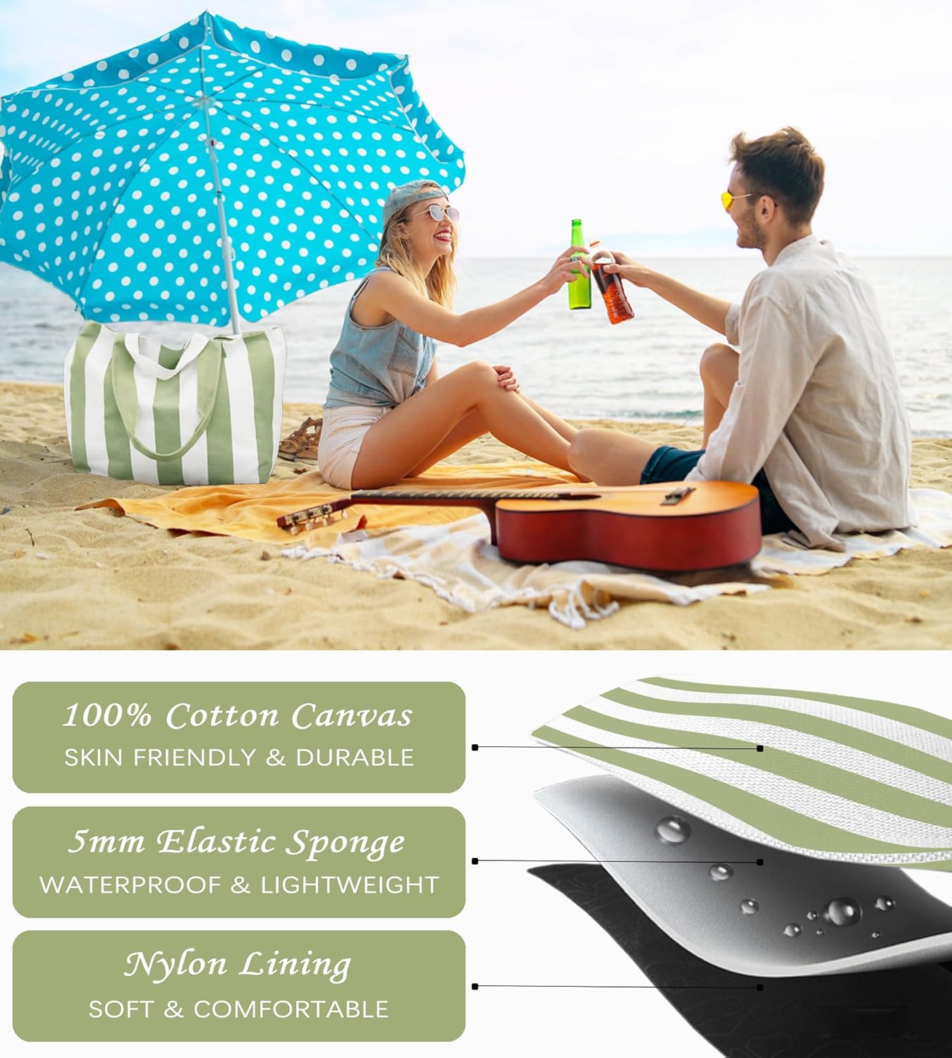 22'' 50L 100% Cotton Oversized Travel Tote Bag for Women - Tear-Resistant, Overnight/Weekend/Beach Bag - Image 5