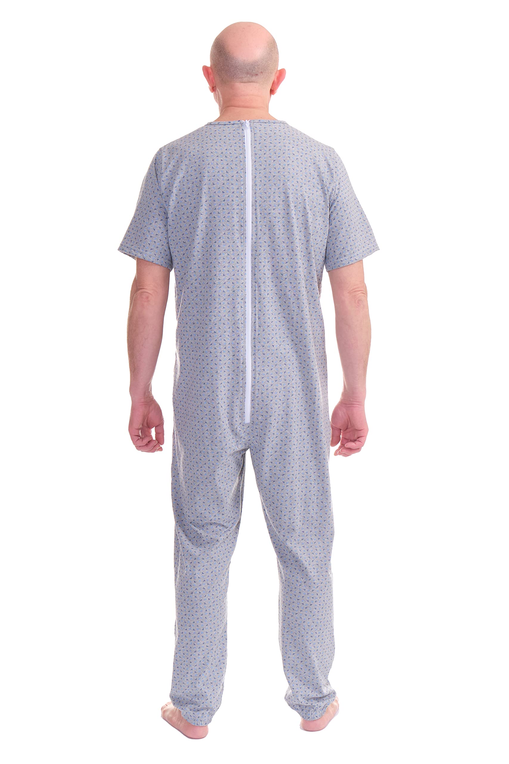FERRUCCI COMFORT Pijama Tutone Sanitario Sentimiento Manga Corta 1 Cremalleras/Cremallera Trasera Espalda Verano (Gris, XL)