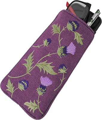Justina Claire Double Eyeglasses Case in Glencoe Thistle Design, 100% Polyester