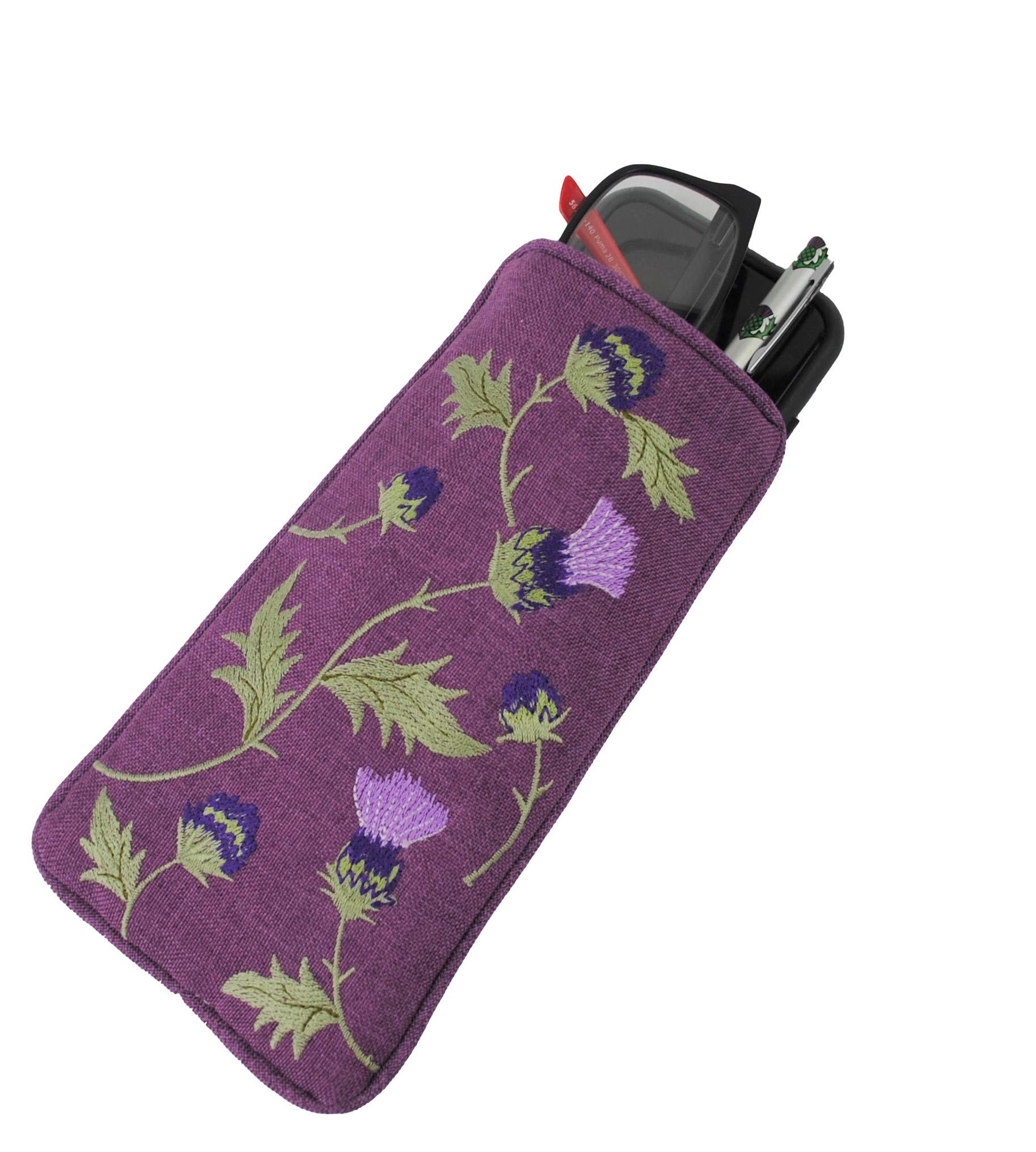 Justina Claire Double Spectacles Case in a Glencoe Thistle Design.
