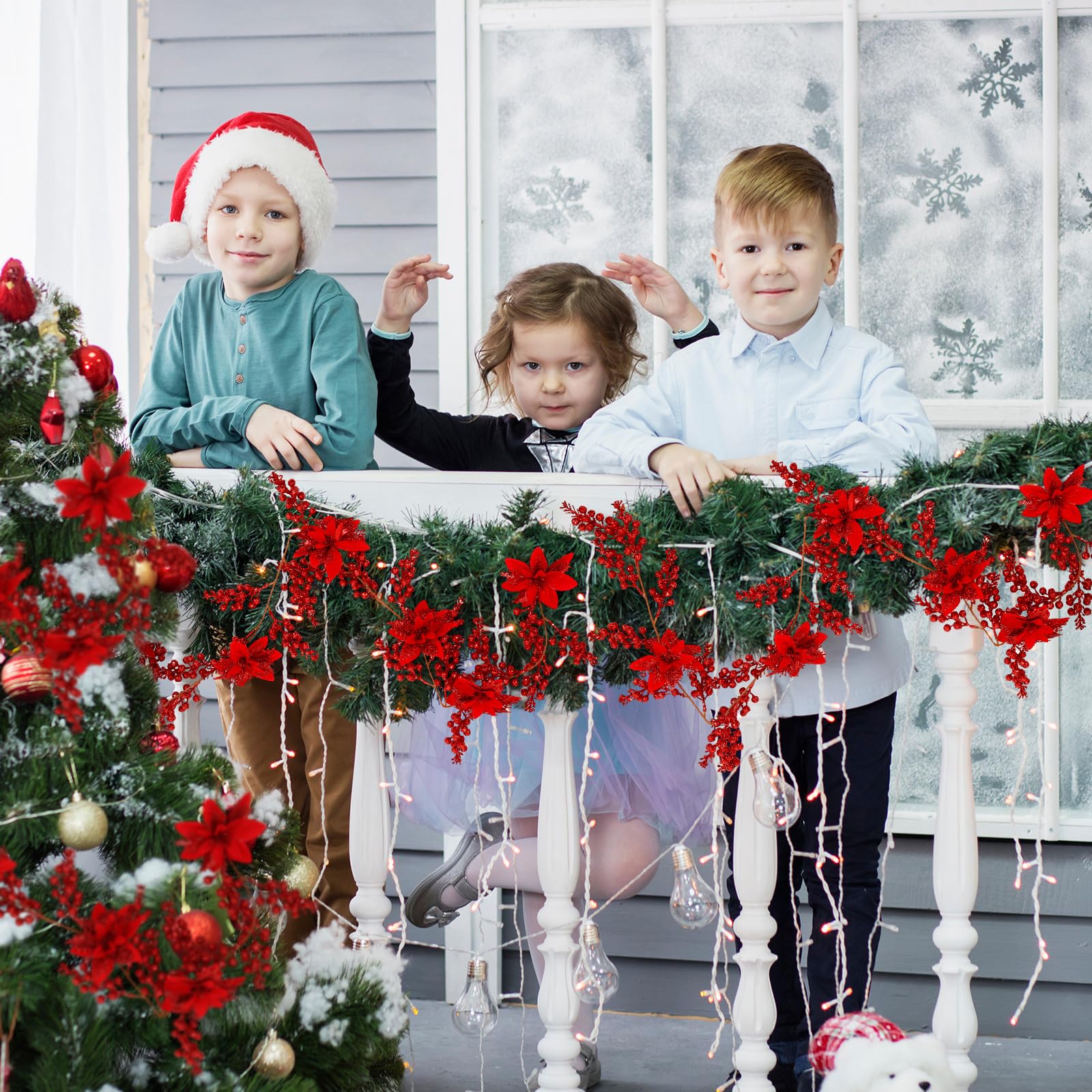 Ceenna 3,6 m lange Weihnachtsstern-Girlande mit Stechpalmenbeeren,  knstliche Beeren, Weihnachtssterne, Blumenranken, Weihnachtsdekoration fr  Weihnachtsbaum, drinnen und drauen, Kamin, Winterurlaub, : Amazon.de:  Kche, Haushalt & Wohnen