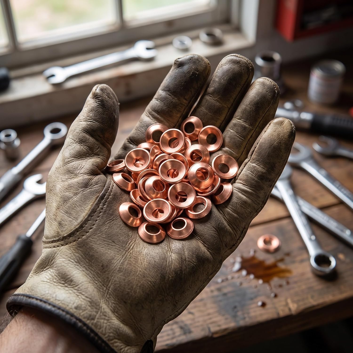 TEHAUX 50pcs Copper Tube Gasket Ring 1/2" Air Conditioning Flare Nut