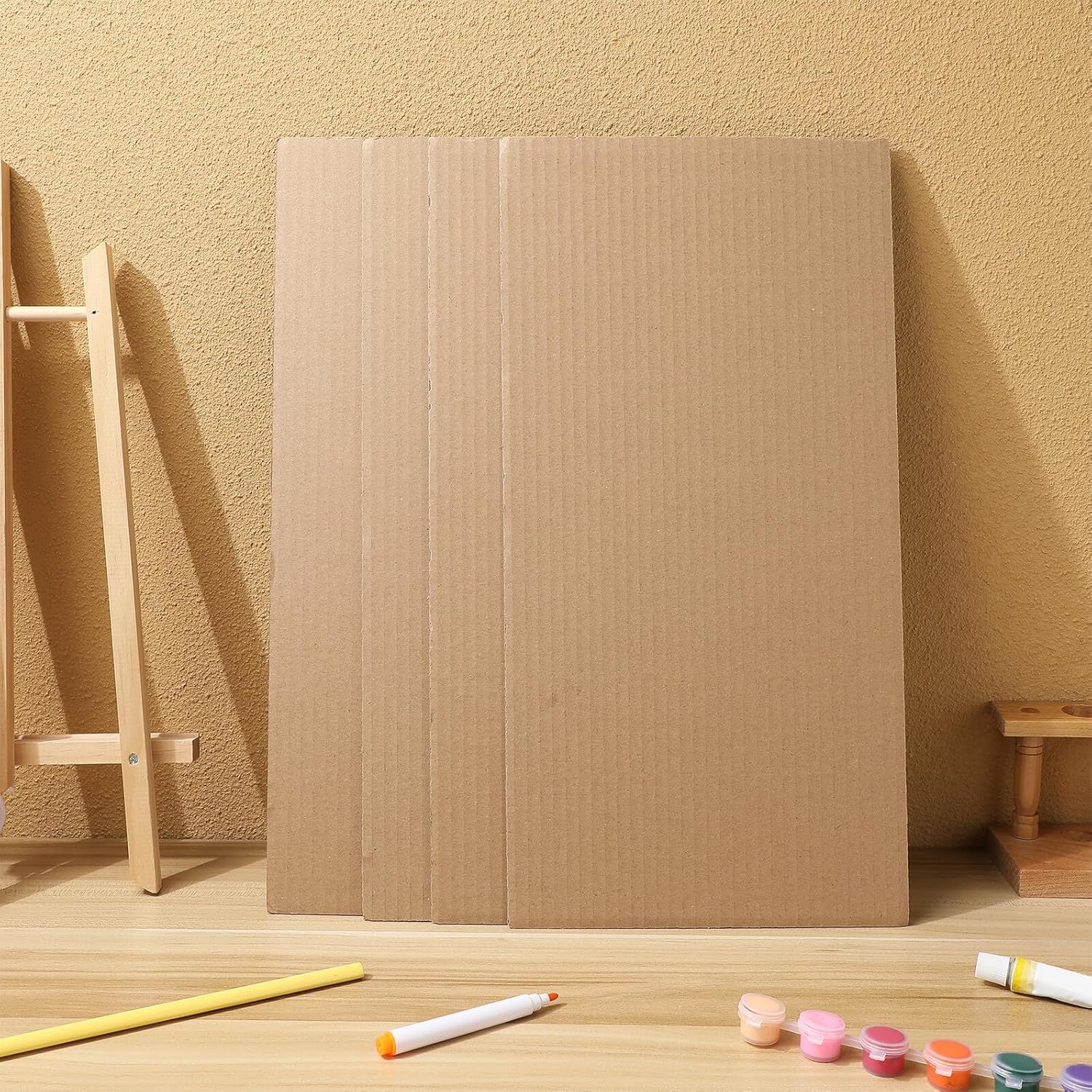 50pcs Corrugated Paper Cardboard Sheets 3-layer B-flute 2.5mm Thick 20x40cm Heavy Duty Packaging Pads for Moving Boxes Divider and Crafting