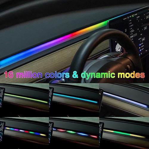 Miniatura 3 de Luces LED para Tesla modelo 3Y, consola central interior, tablero de instrumentos Dreamcolor RGB iluminación ambiental USB para automóvil, tira de