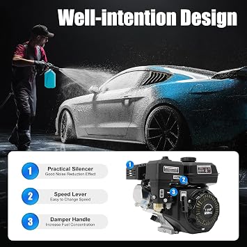 GX160 Gas Engine 7.5HP 4 Stroke 210CC Motor, Shaft 20mm Diameter OHV Industrial Grade Gasoline Powered Multi-Use Engine Air Cooled Pull Start (7.5HP)