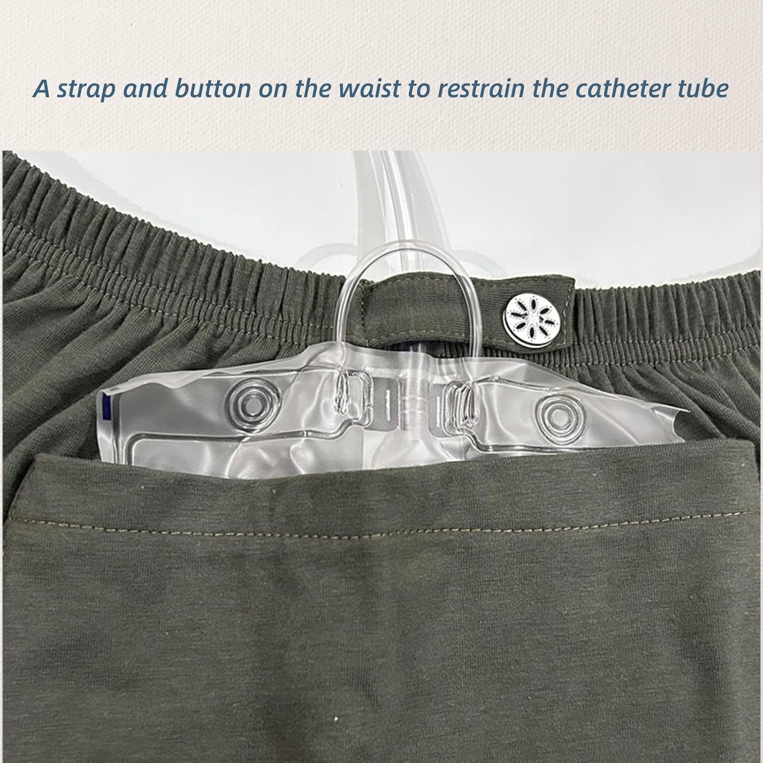 Incontinence Care Trousers, Catheter Leg Bag Shorts with Urine Bag Pockets for Men/Women, Ostomy Drainage Bag Underwear for Elderly(Men-M) - Image 5