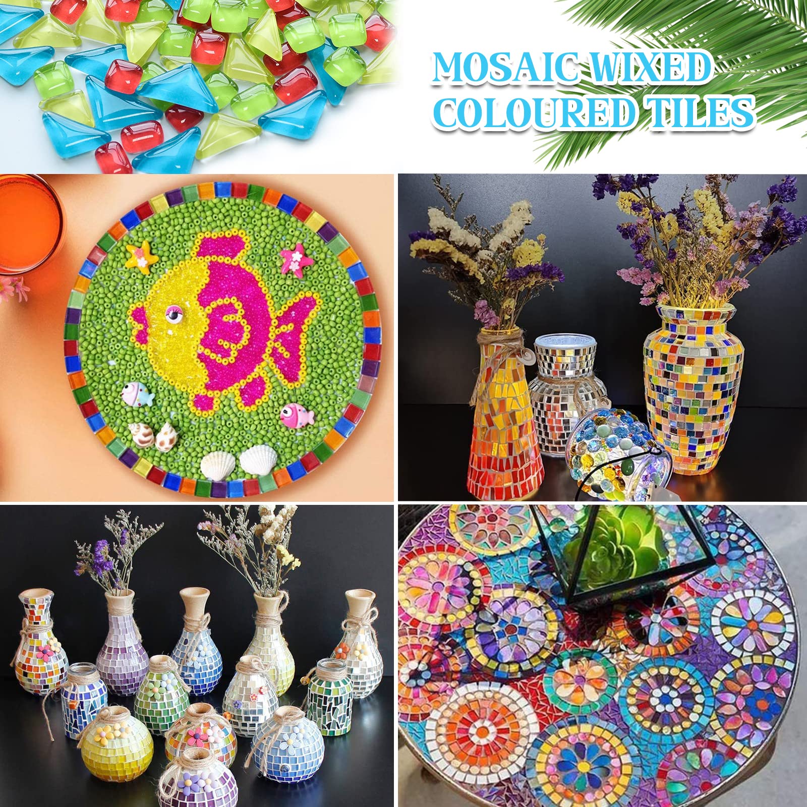 Pietre colorate per mosaico, 500 g, multicolore poligono, mosaico per fai da te, set mini pietre a mosaico assortite per decorazione della casa, fai