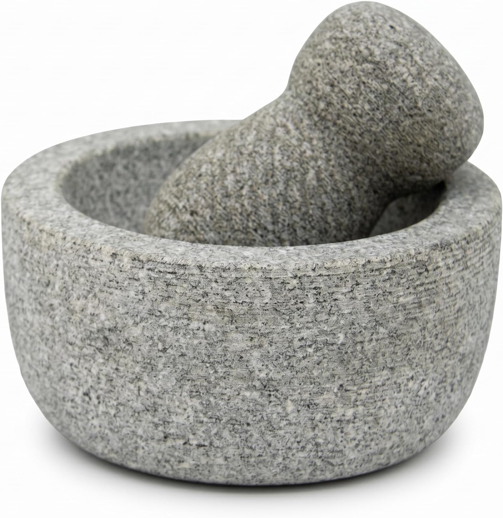 MYNAKSHA Pure Granite Mortar and Pestle Set, Heavy Duty Kharal/Okhli Musal for Kitchen & Medicine Making, Natural Stone Spice Mixer, Herb Crusher & Masala Grinder - 8 x 5 Inch (Black)