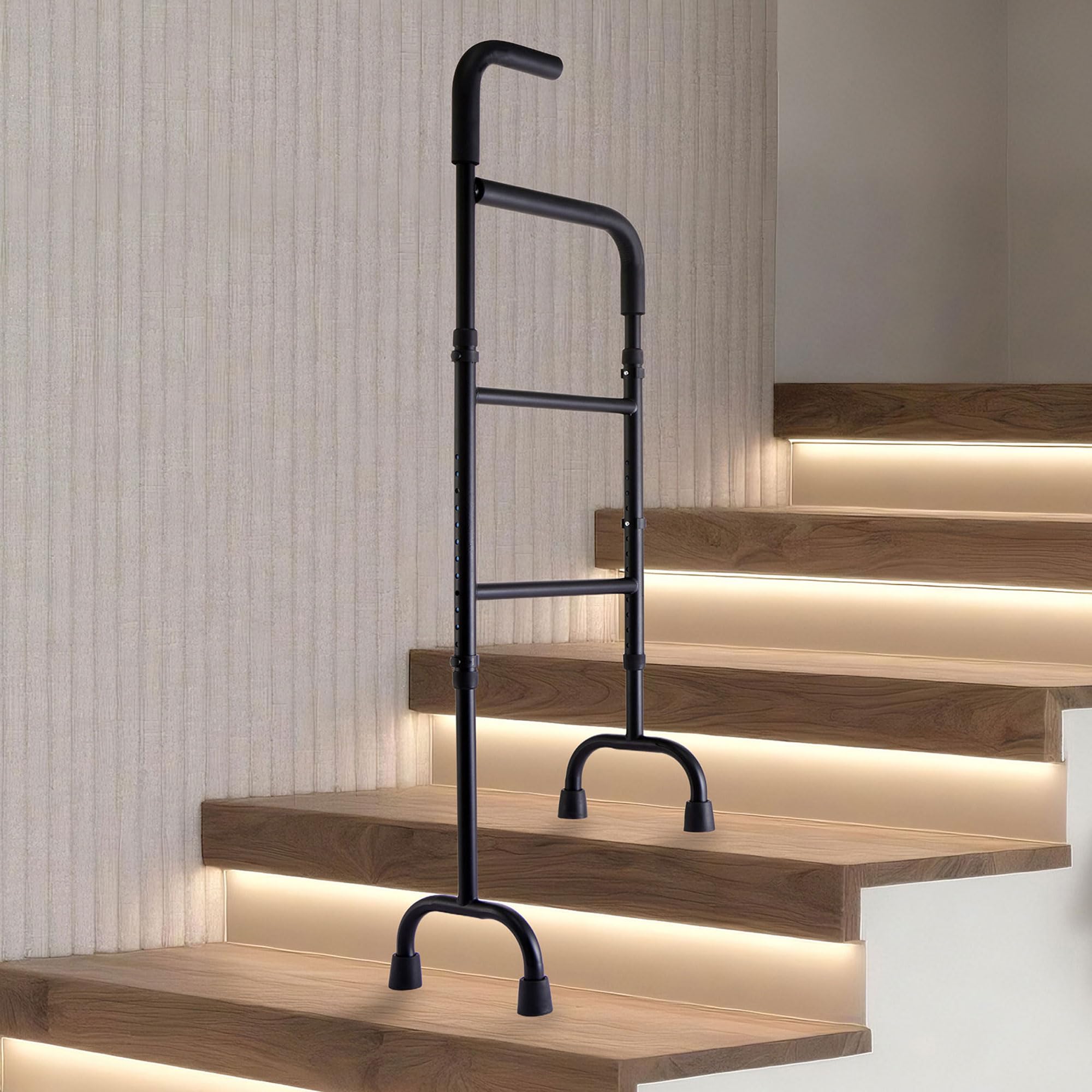 Bastone per salire le scale, regolabile in altezza a 13 livelli, portatile, leggero, antiscivolo e robusto, supporto per scale per alzare e abbassare, aiuto per la mobilità per anziani, post-chirurgia
