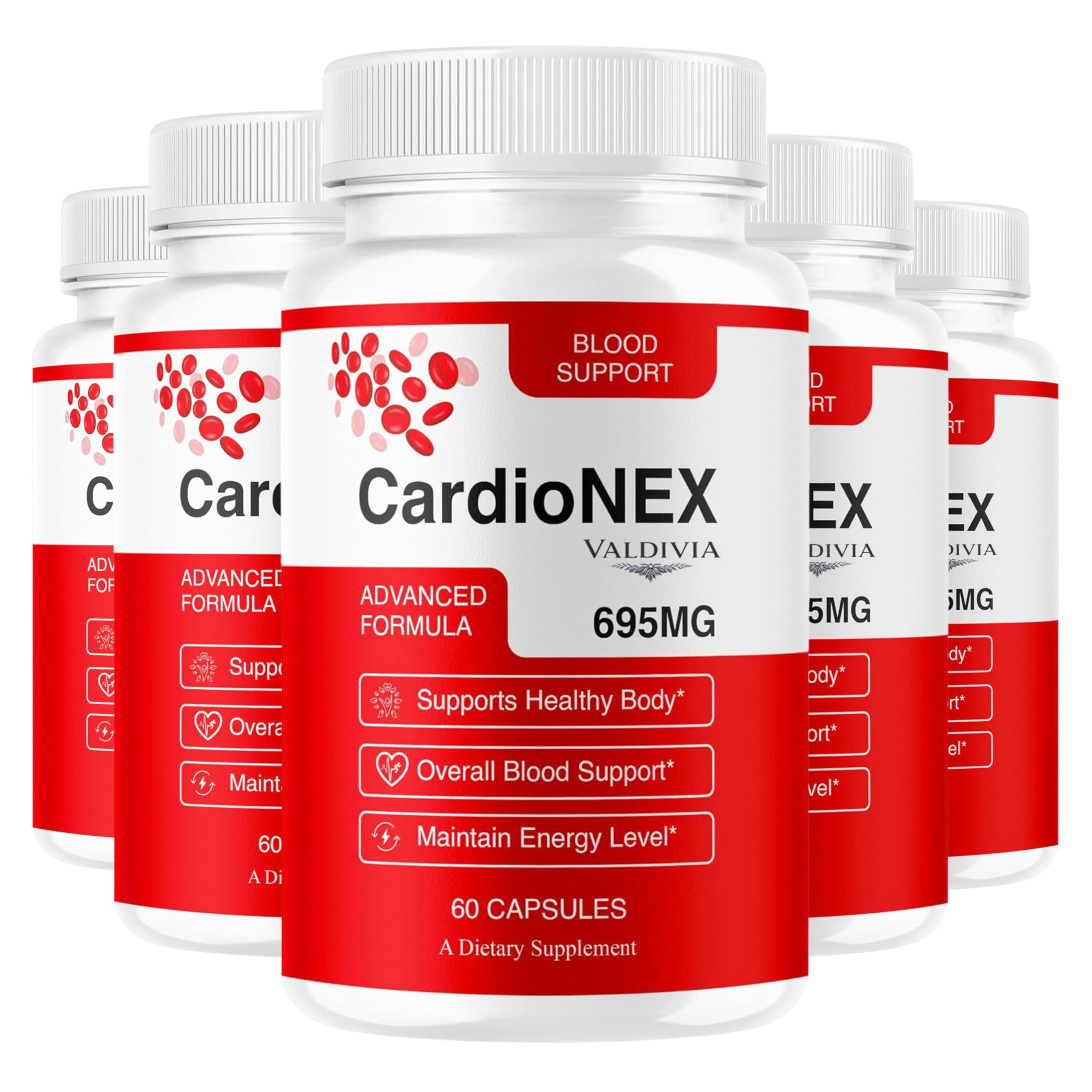 (5 Pack) CardioNEX - Official CardioNEX Premium Support Advanced Formula Capsules, CardioNex Daily Multivitamin Supplement Pills All Natural for Overall Health & Wellness, 300 Capsules for 5 Months