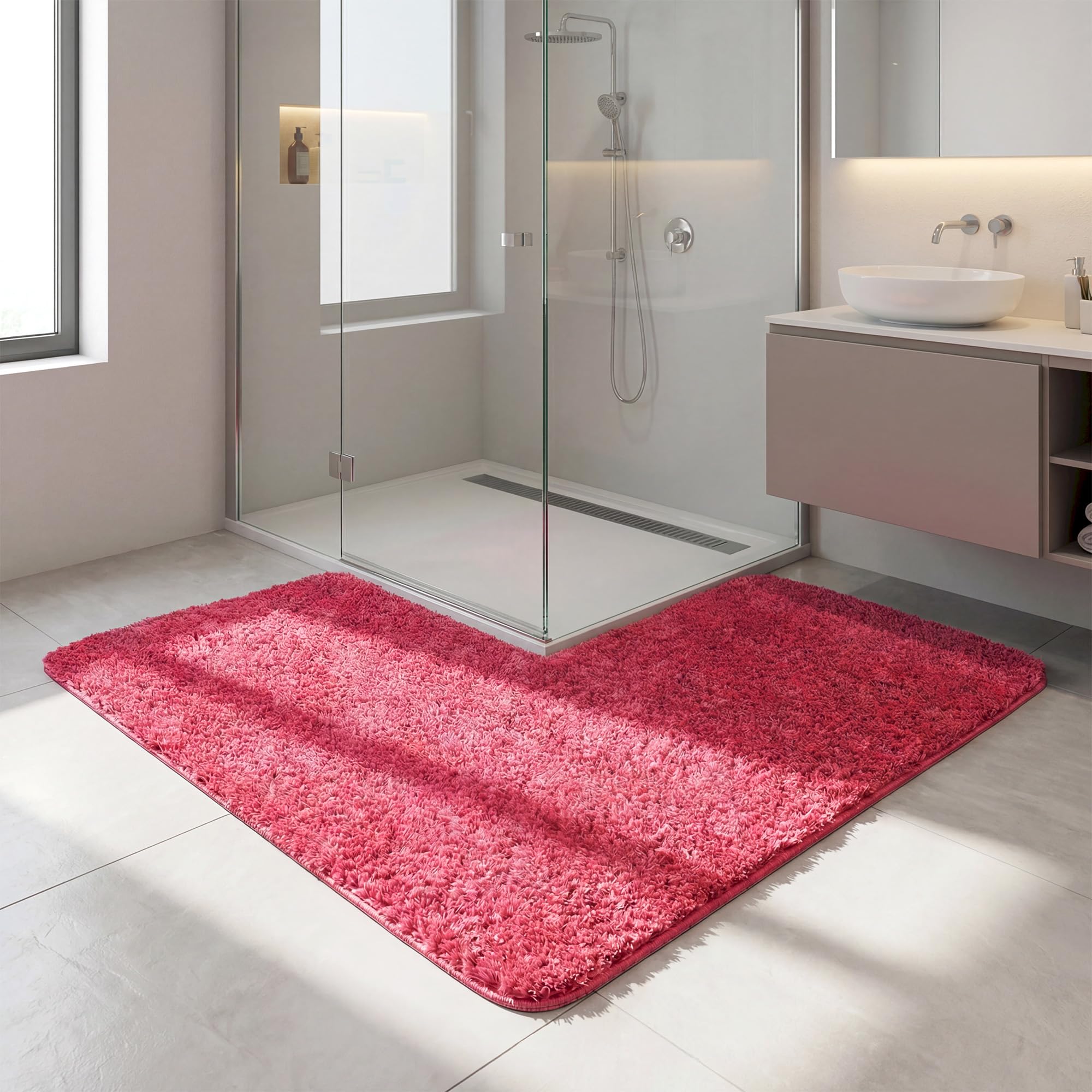 WohnDirect Tappeto Angolare 100x100cm Bordeaux (Rosso)