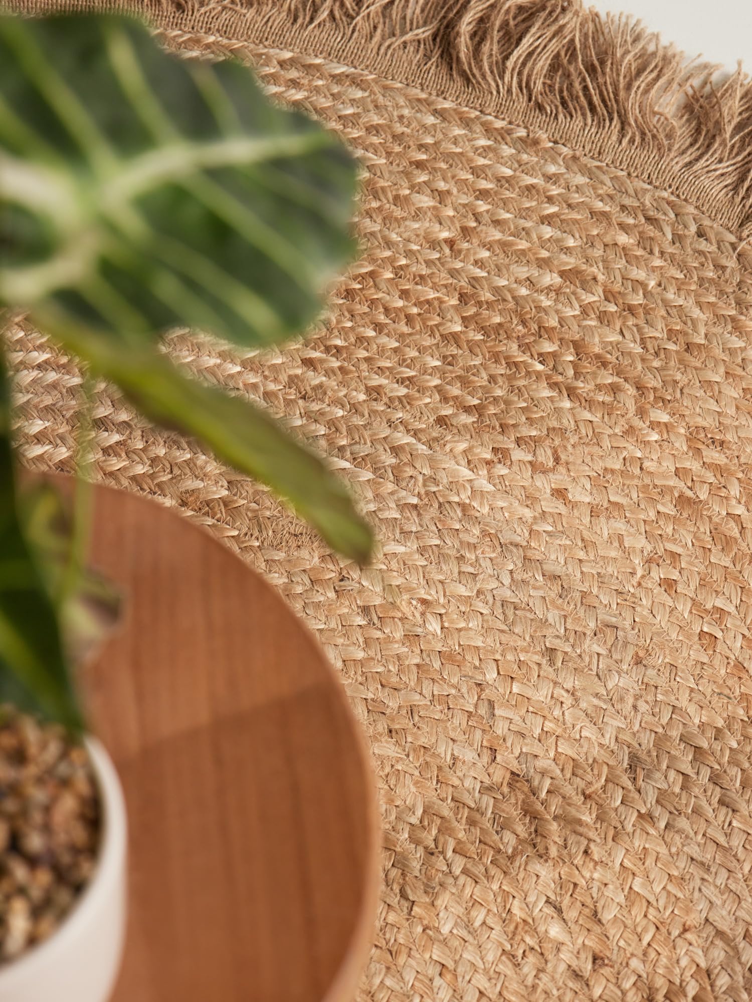 Hanse Home Nuru Juteteppich - Natur Wohnzimmereppich Rund aus 100% Jute, Handgewebt mit Fransen - Robust & Pflegeleicht - Boho Naturfaser Teppich für Wohnzimmer, Schlafzimmer - Natur Gold, Ø150cm