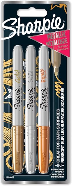 Markery permanentne Sharpie | Cienka końcówka | Asortyment metalicznych kolorów | 3 sztuki