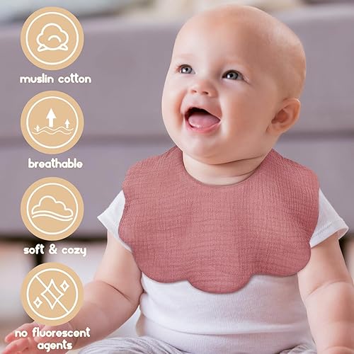 Miniatura 2 de Baberos de muselina para bebé niña niño para babeo y dentición, paquete de 10