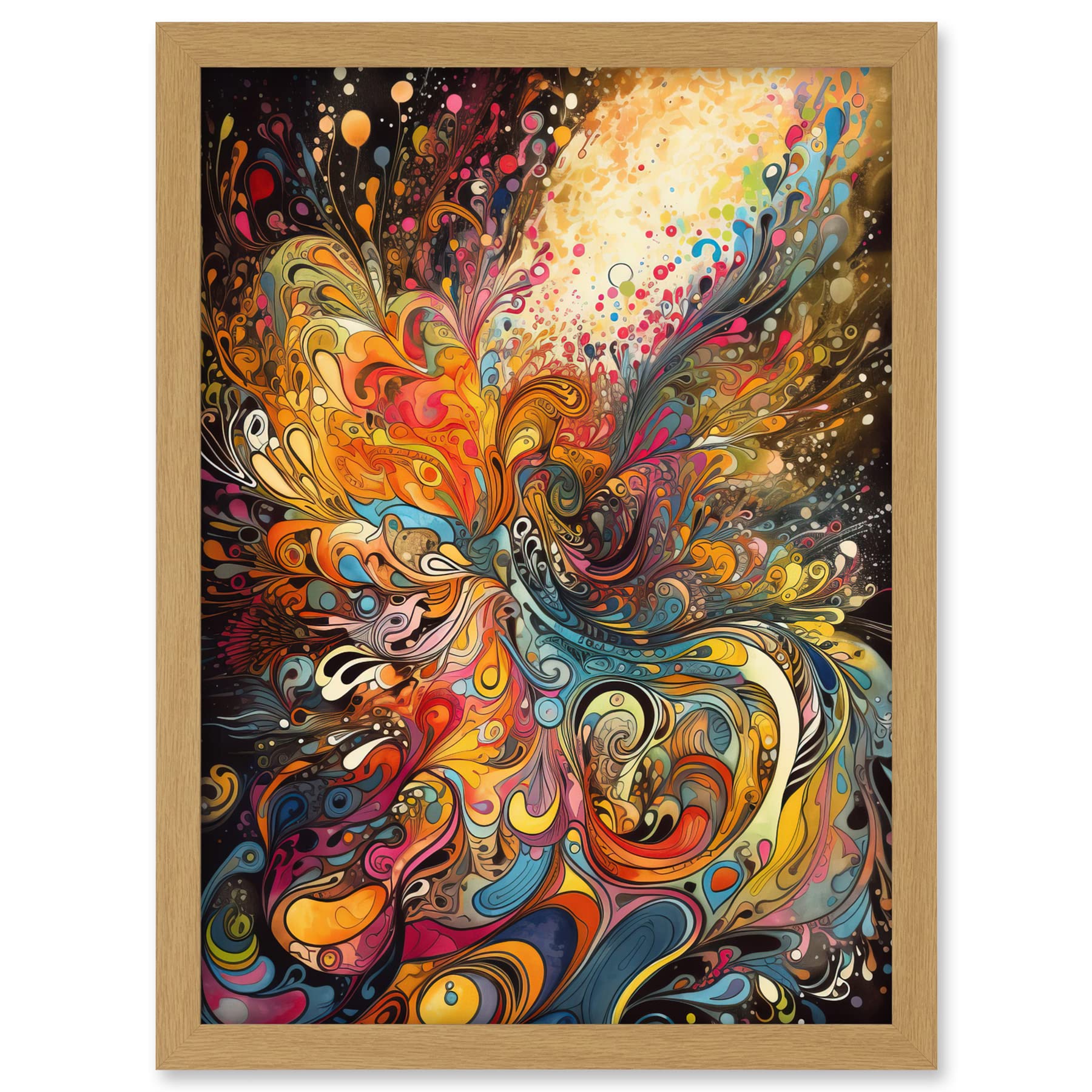 Artery8 Vibrant Colour Sound Waves Music Artwork Artwork Framed A3 Wall Art Print