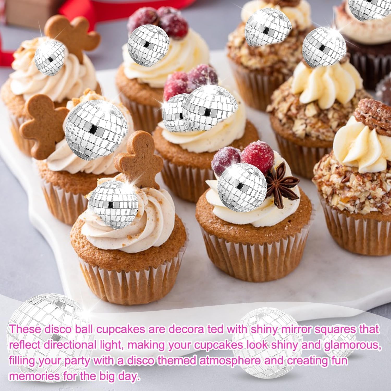 Disco Ball Cake Decorations - 12-Pack Mini Reflective Disco Balls, Perfect for Cake Toppers Party Decorations, and Celebrations - Image 4
