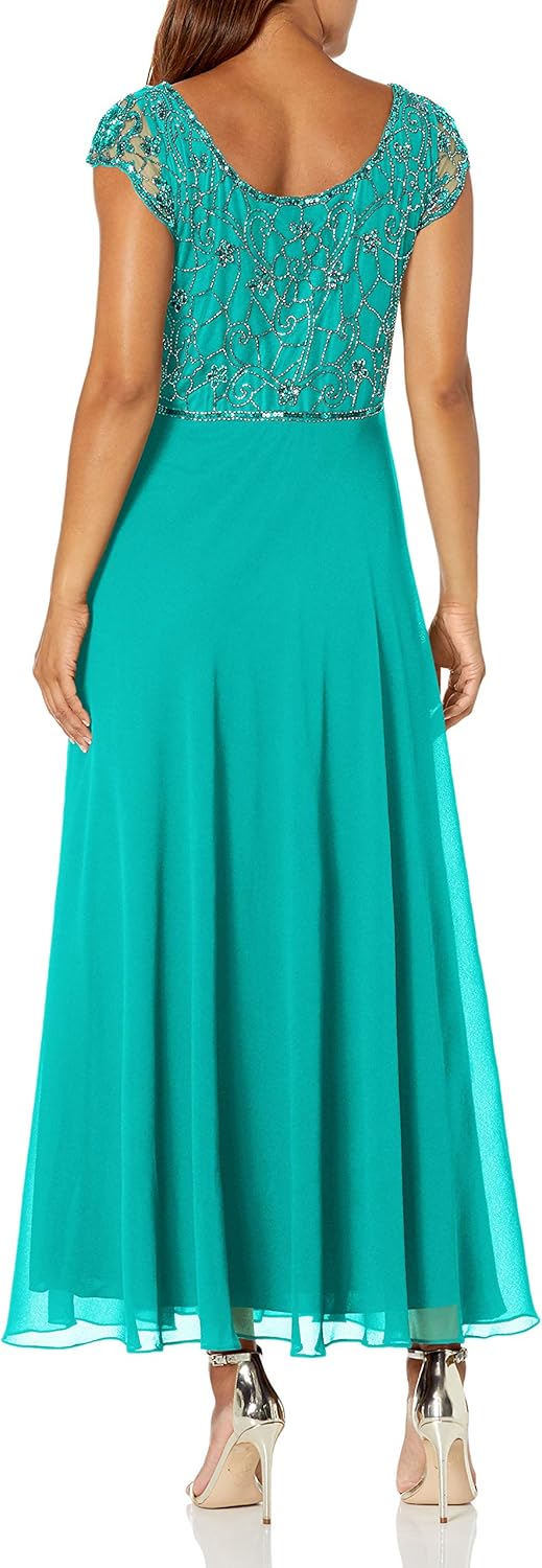 J Kara Women's Plus Size Long Dress with Flutter Sleeve