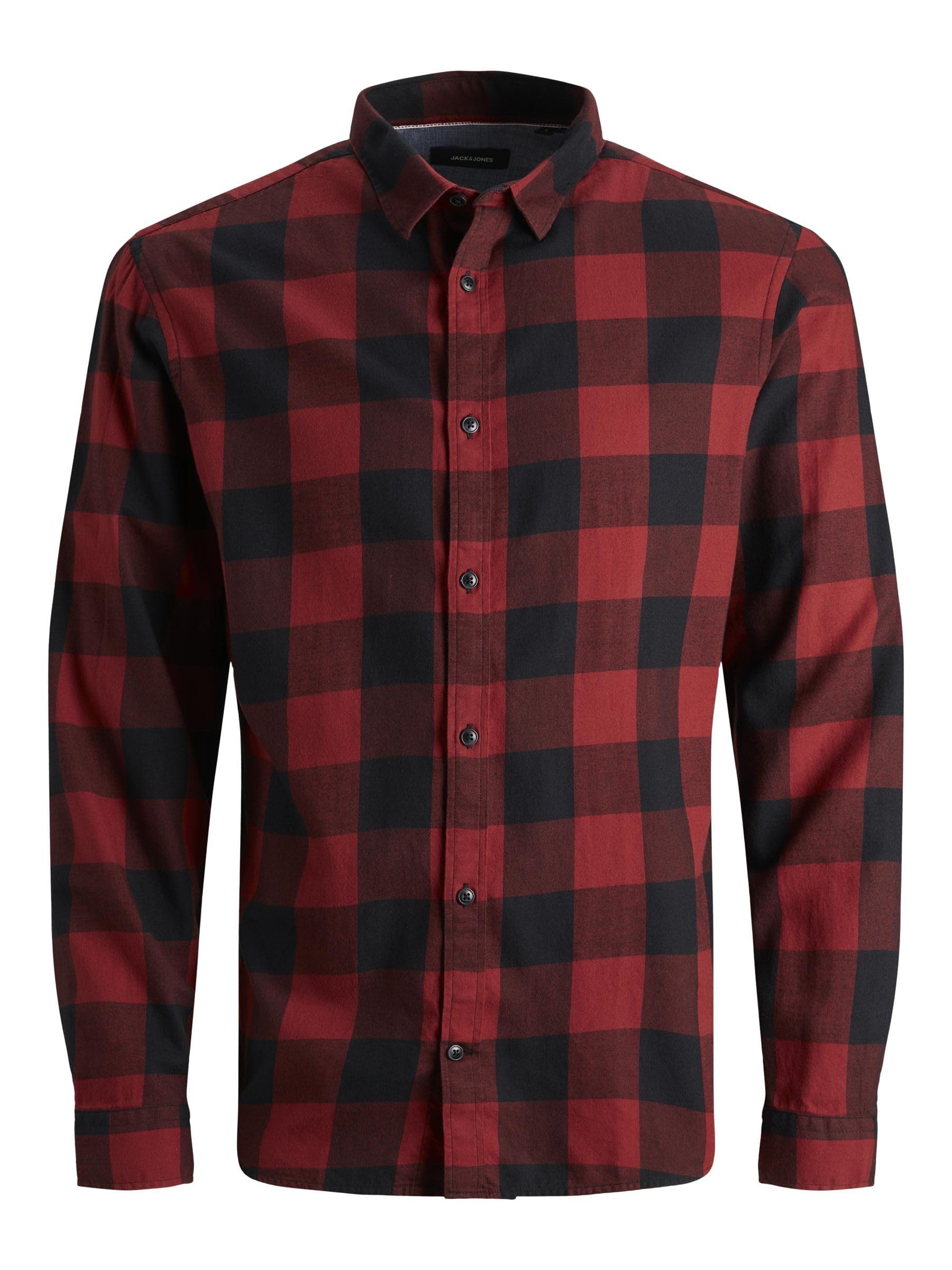 JACK & JONES Men's Jjegingham Twill Shirt L/S Noos, Red (Brick Red/Slim Fit), S
