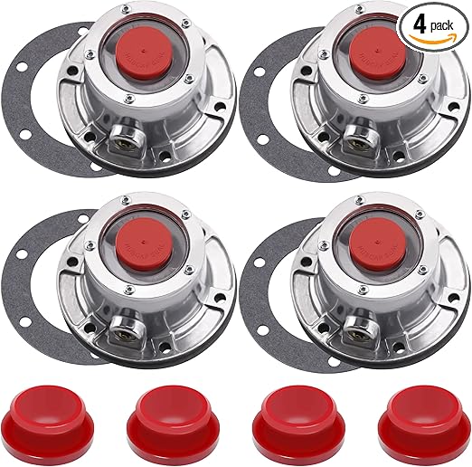 Hub Cap 3434024 Aluminum Hubcaps for Trailer Axle with Extra 4 Rubber Plugs and Gaskets Replaces Stemco 343-4024(Pack of 4)