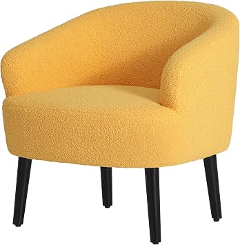 Celine 29" Wide Mid Century Modern Sherpa Barrel Accent Chair, Sunset Gold