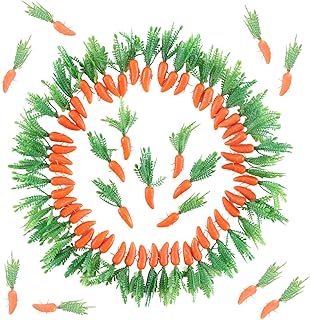 Rely2016 100PCS Mini Easter Carrots Plastic Carrot Shape Artificial Vegetables Ornaments Decorative Bunny Carrots Realistic Carrots Easter Miniature Decorations for Home Kitchen Table Centerpiece