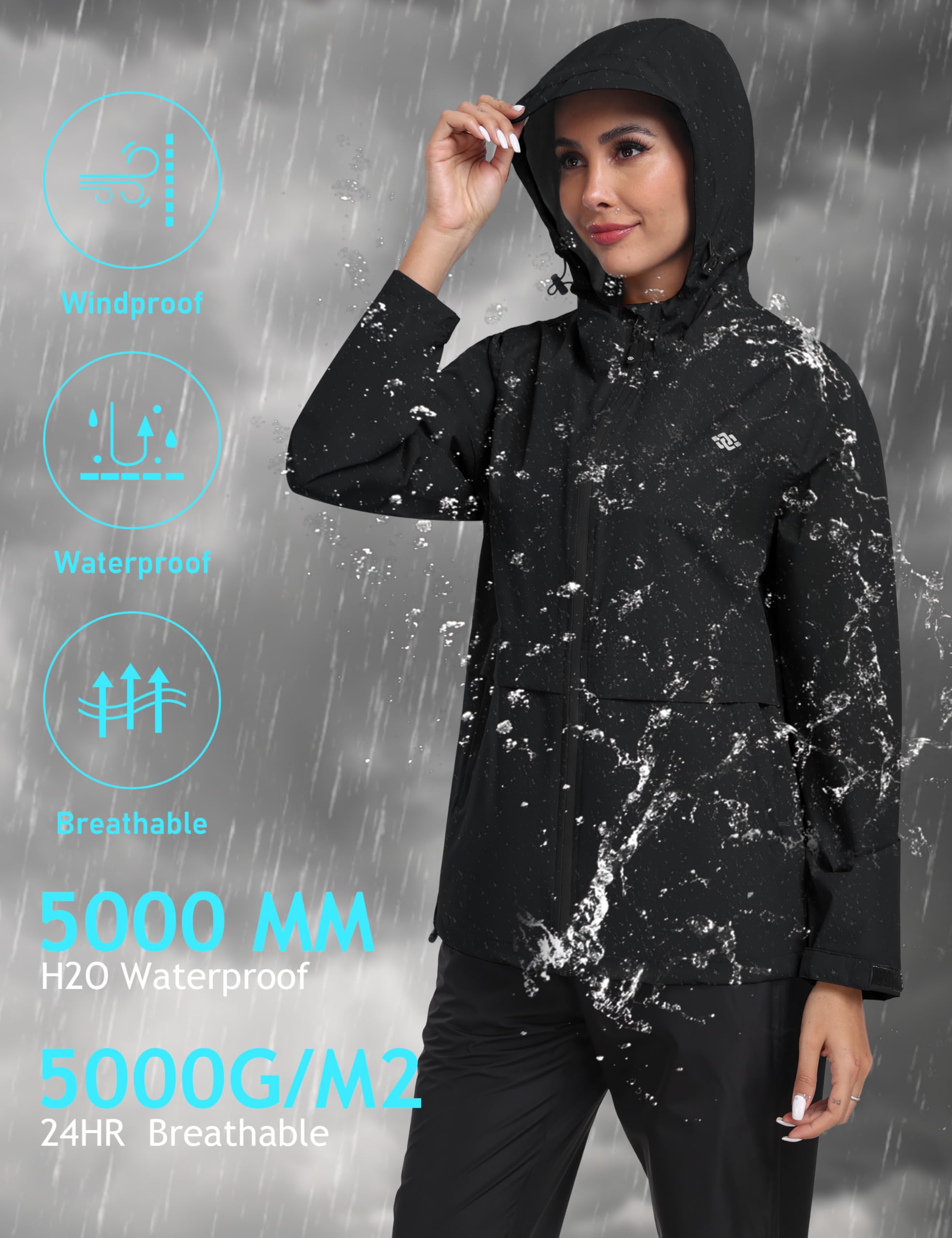 MoFiz Chaquetas Impermeables Mujer Chaqueta Chubasquero Plegable Ligero Cortavientos Impermeable para Ciclismo Acampada Trekking Viajes Senderismo