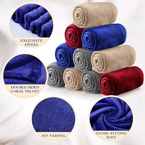 Miniatura 3 de Tinideya Manta de franela de forro polar a granel de 50 x 60 pulgadas, manta de forro polar suave, cálida manta de forro polar coral acogedora para