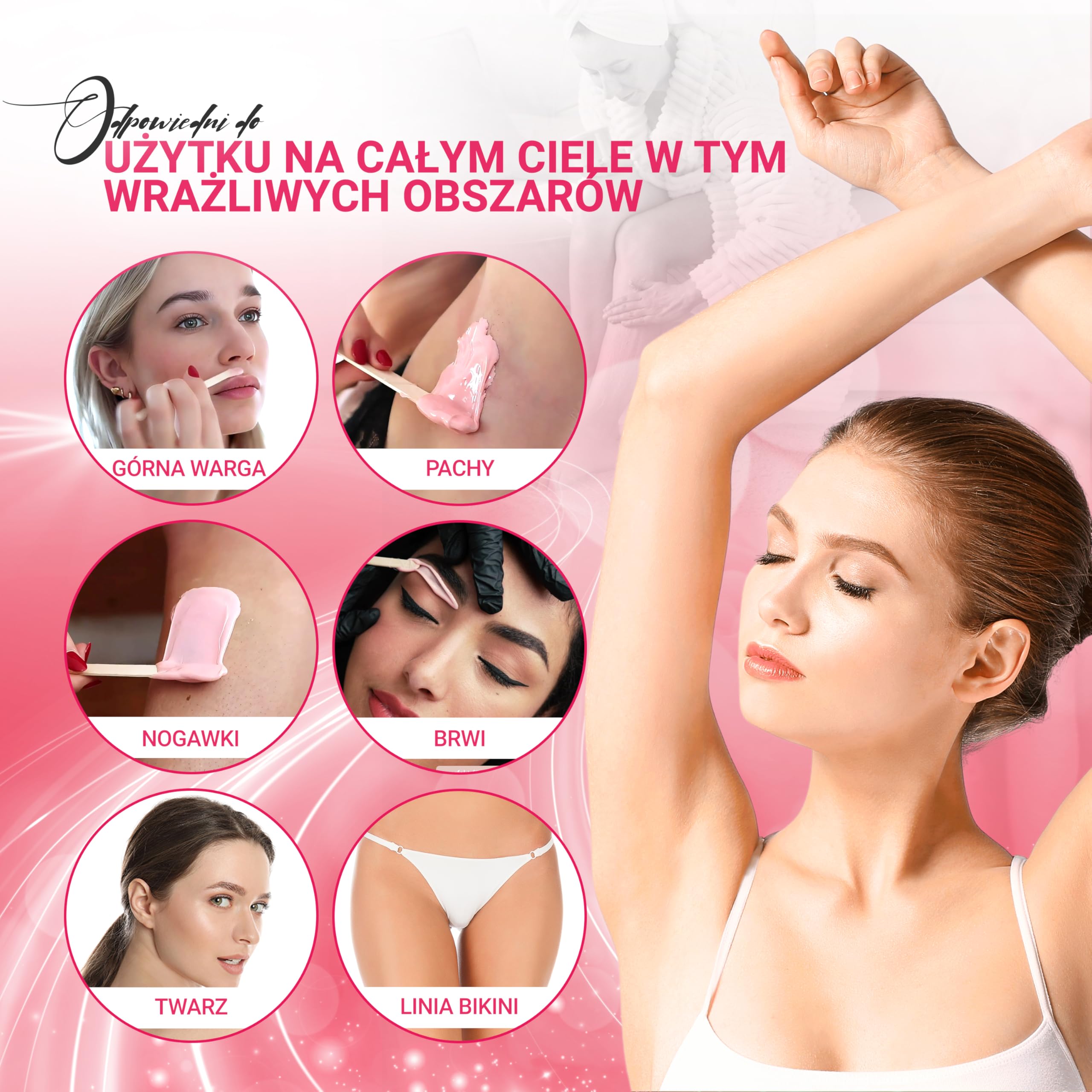 Perły woskowe bez paska wosk do usuwania włosów dla kobiet i mężczyzn - Dermawax różowy różowy wosk profesjonalny strój do twarzy pod pachami - 1 kg