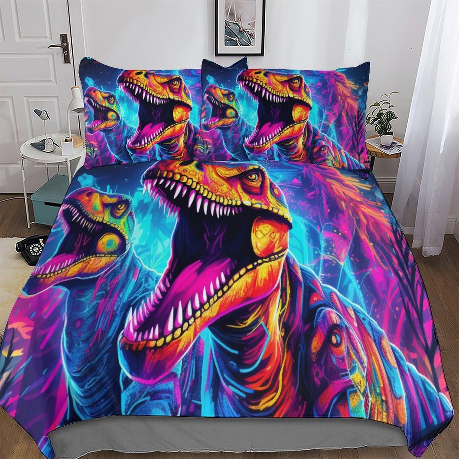 Housse de couette dinosaure hypoallergénique microfibre douce 3 pcs