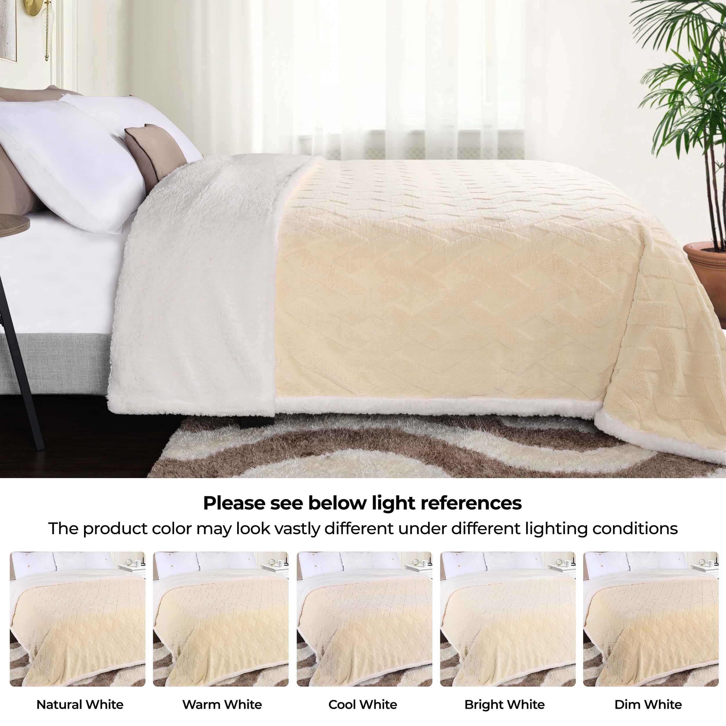 Superior Fleece Reversible Lattice Blanket, Decorative Blankets For Bedroom, Sofa, Fuzzy, Plush, Fluffy, Soft, Cute Room Decor, Beautiful Cover, Comfort Essentials, Nuuk Collection, Throw, Gold