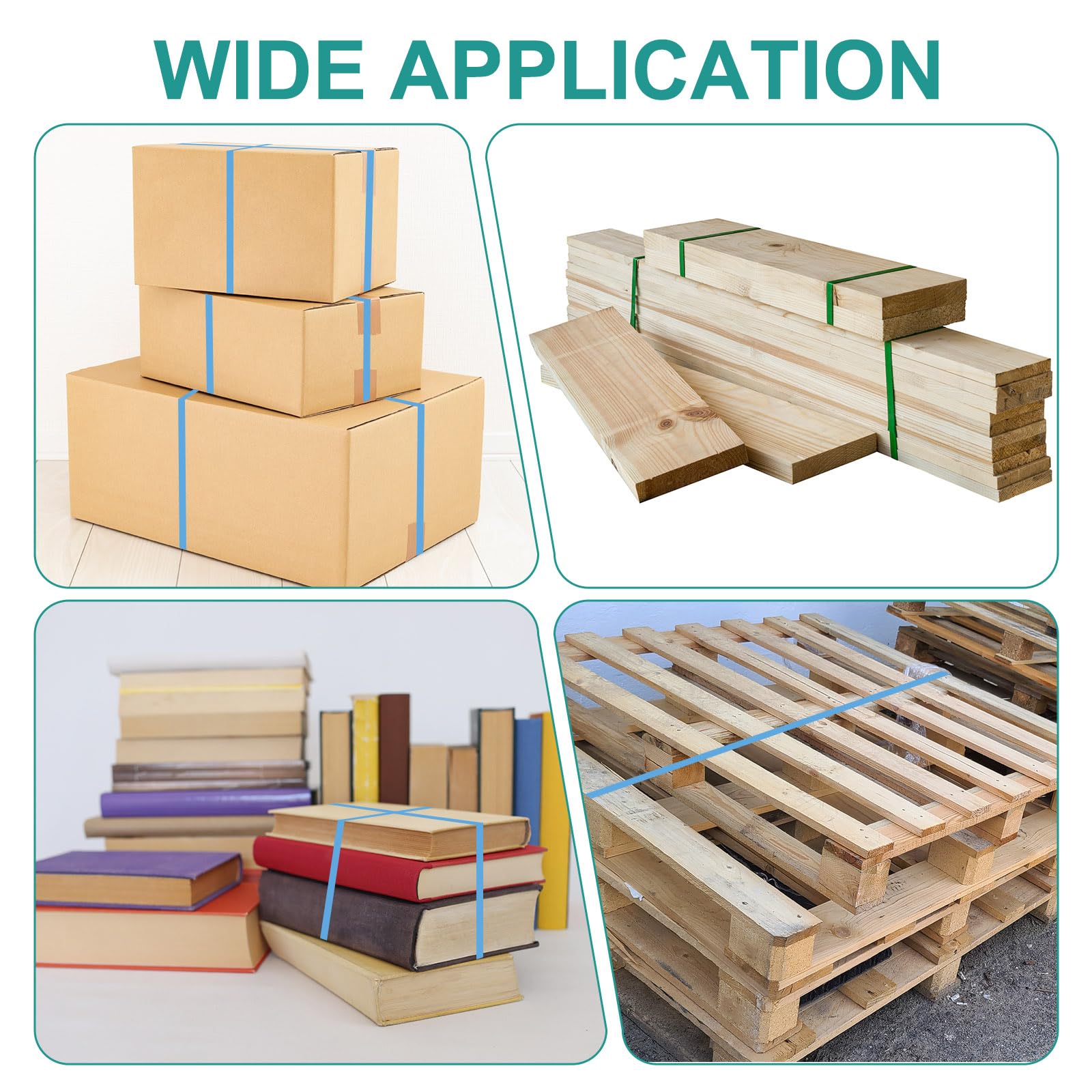 PATIKIL Kit De Bande D'Emballage En Plastique De 110 Verges, 2 Rouleaux De Bande D'Emballage Avec 100 Boucles Transparentes Outil De Bande Universel Pour Boîtes En Carton Articles En Bois,