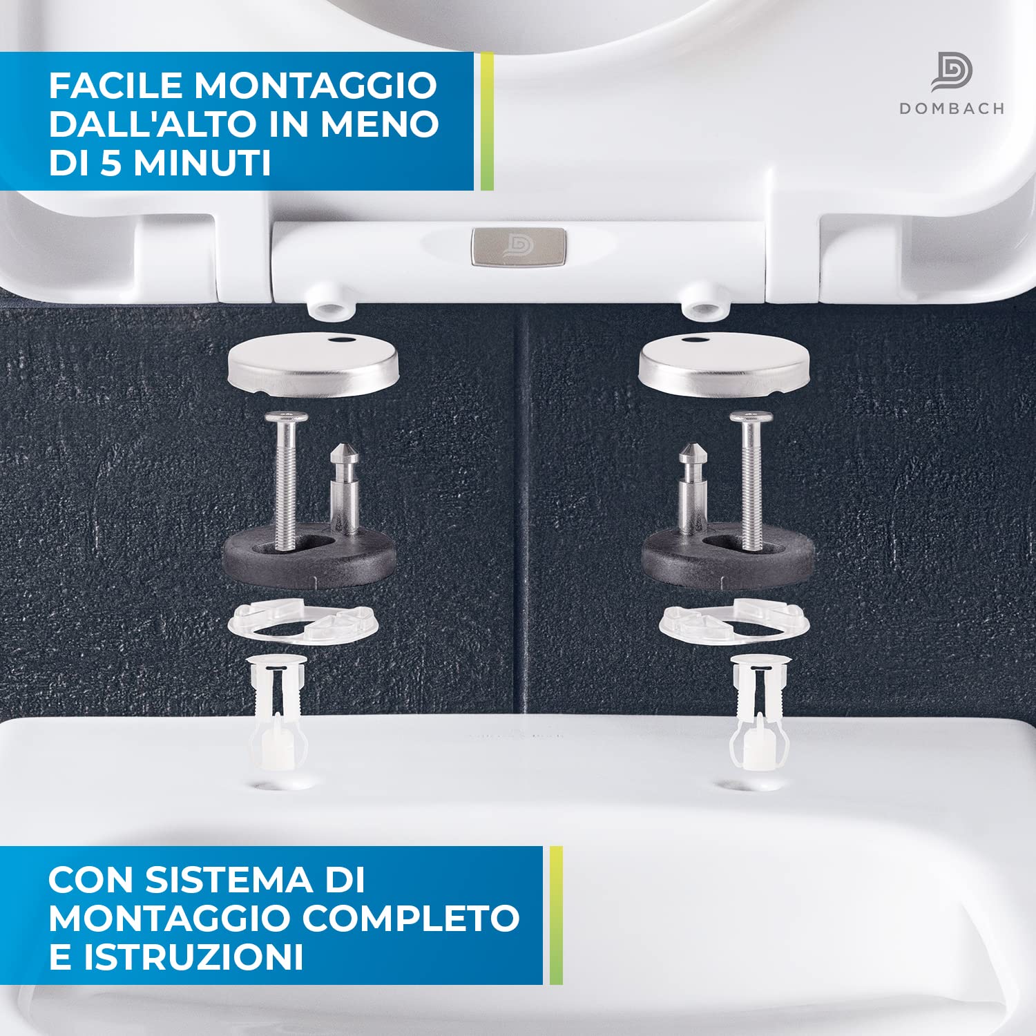Coperchio WC di alta qualità con abbassamento automatico, rimovibile (bianco), sedile WC con abbassamento automatico, coperchio con abbassamento automatico, occhialini, sedile del water, coperchio WC,