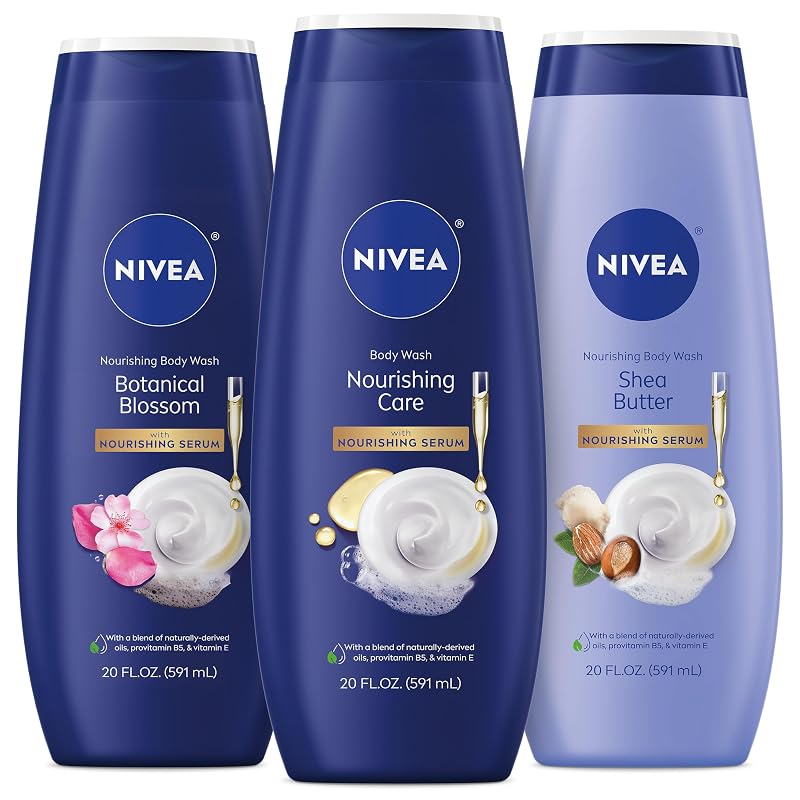Sabonete Líquido Corporal NIVEA com Nourishing Serum, Variedade, Pacote com 3