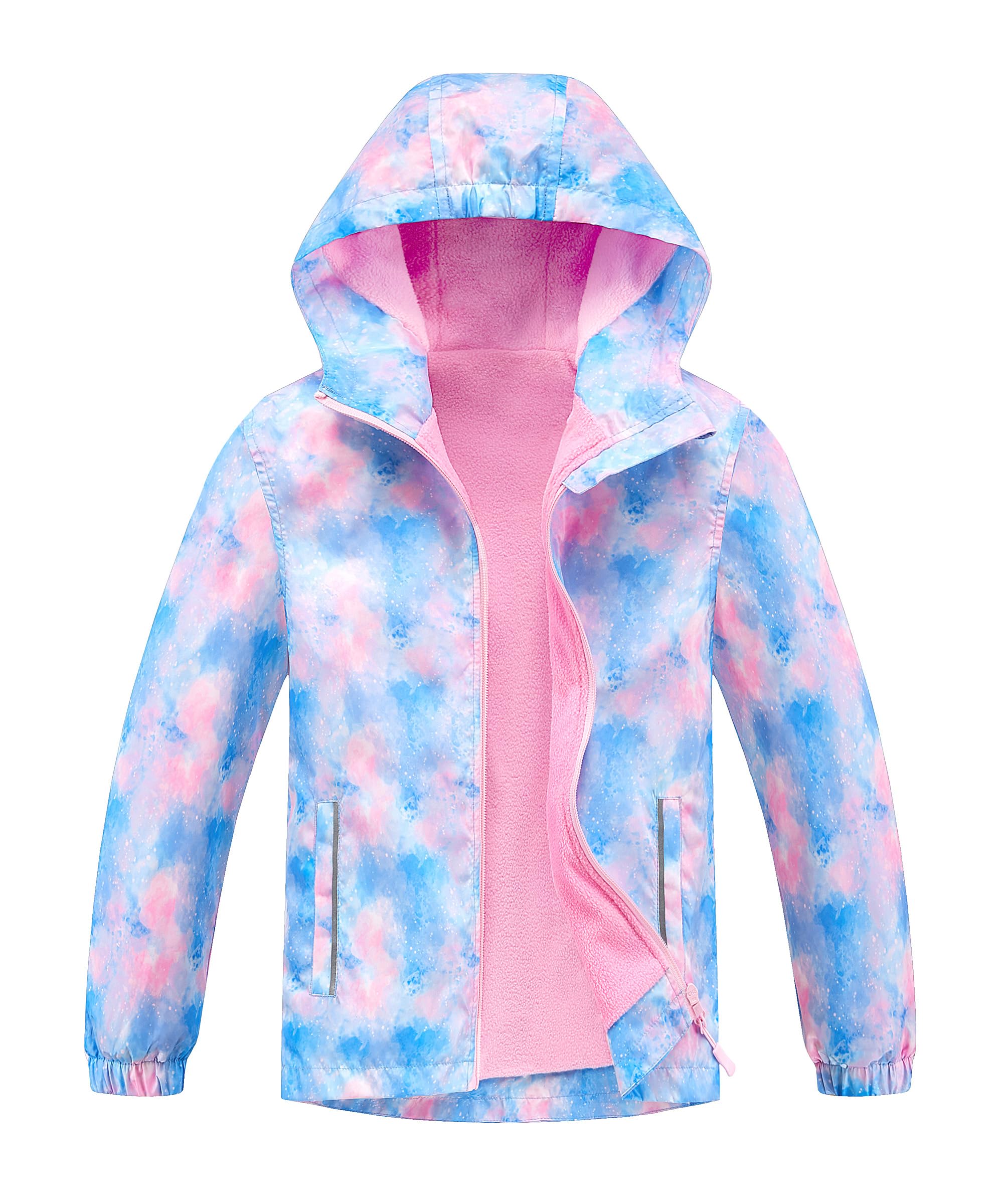 M2C Boys Girls Rain Jacket Lightweight Hooded Fleece Lined Raincoat