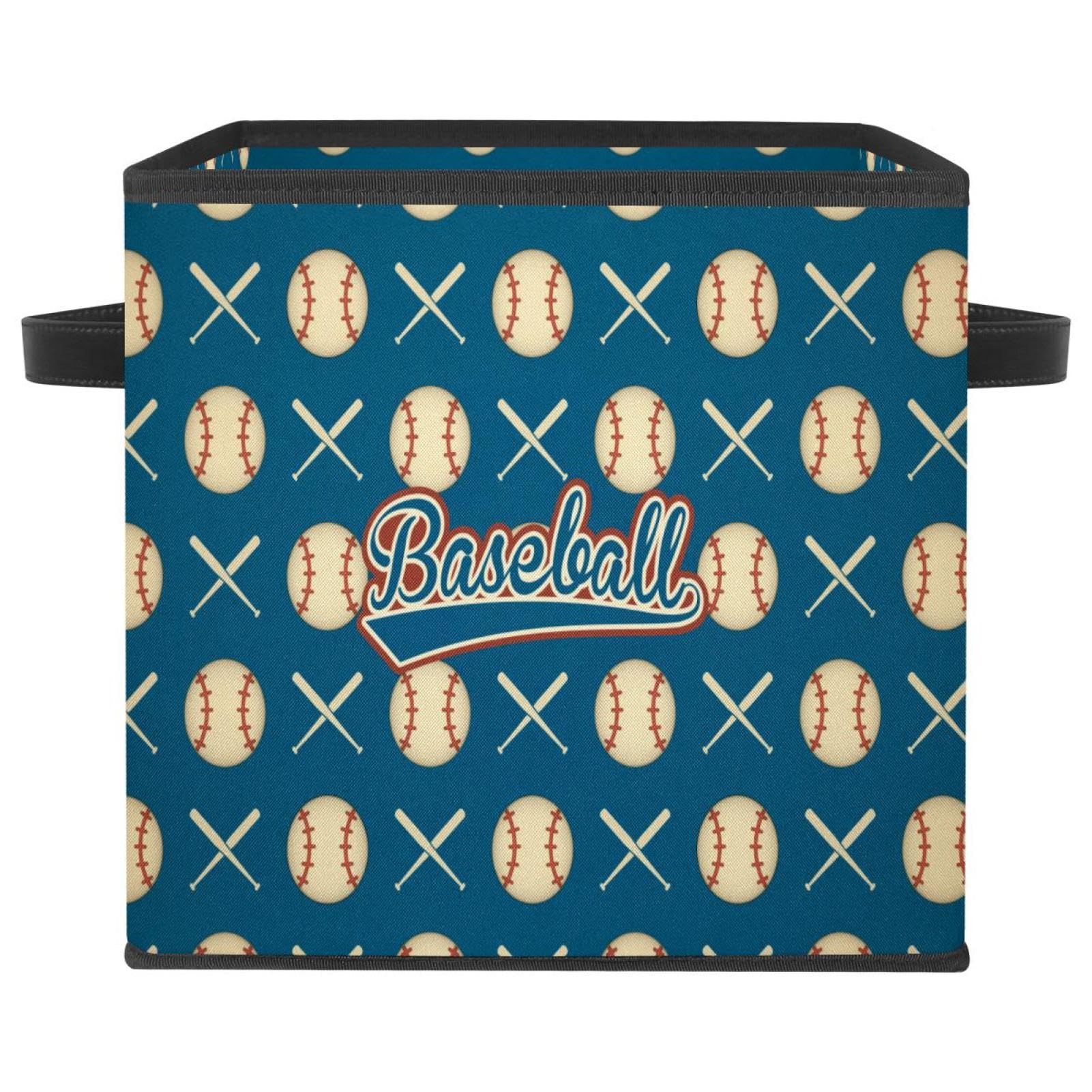Cube de rangement pliable avec poignées motif baseball rétro vintage