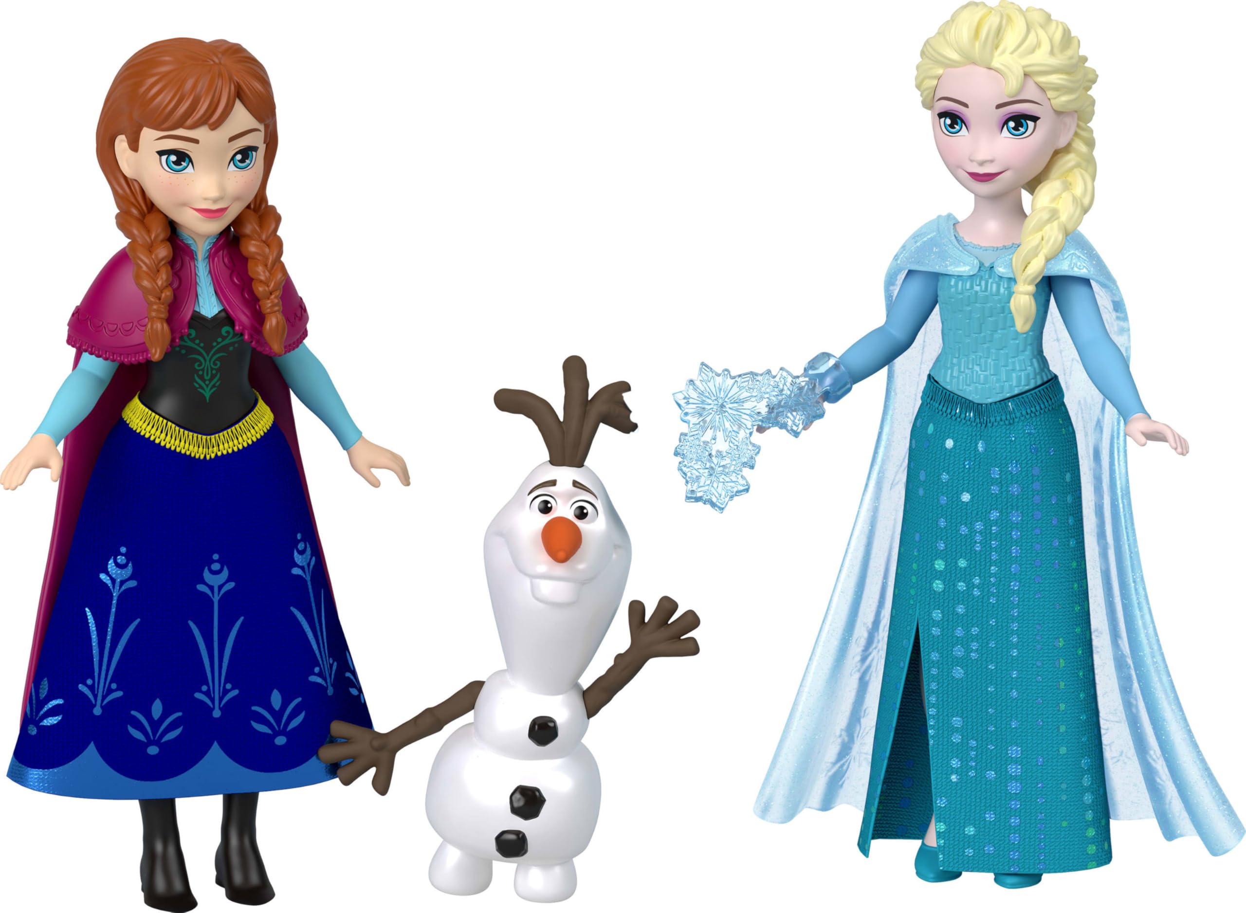 Mattel Disney Frozen Jouets Disney La Reine des Neiges, Coffret de 4 Petites poupées à l’effigie d’Anna, Elsa, Kristoff et Olaf, Une Fontaine et 3 Accessoires de Jeu inspirés du Film, JJP89