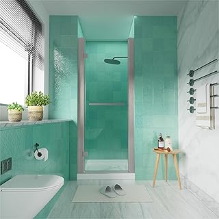Pivot Swing Glass Shower Door with 1/4 Inch (6mm) SGCC Clear Tempered Glass Door,Reversible Installation (Brushed Nickel, 28-30" W x 72" H)